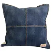 Ralph Lauren Eckley Denim Fleece Decorative Throw Pillow Blue Ivory 20" X 20"