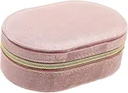 PRETYZOOM Oval Velvet Jewelry Box Organizer with Compartments for Rings Necklaces and Earrings Portable Vintage Jewelry Storage for Women