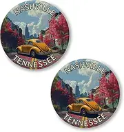 [No Thorns Media] Nashville Tennessee 2 Pack Pinback Buttons 2.25" Fun Pins for Clothes, Backpacks, Hats, and Jackets - Cartoon, Retro, and Punk Style Lapel Badges, Slogans, and Party Pins ID45000, Metal, no gemstone
