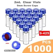 1000pcs-$119.99 Vials+Caps 9-425 2mL Lab Sample Vials with Red PTFE for HPLC,GC