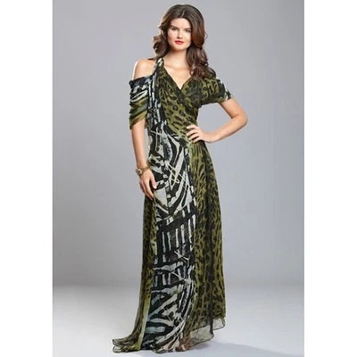 NWT $2490 Malandrino LUX Crinkled SILK multi talisman print dress 40 Italy/6/8