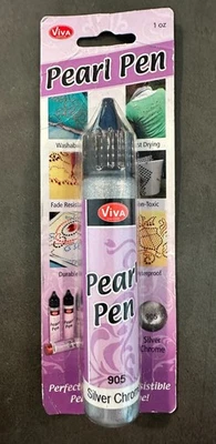 NEW Viva Decor 1 oz. Pearl Color Pen #905 SILVER CHROME For Fabric, Glass, Wood