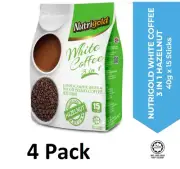 4 X Nutrigold Instant White Coffee 15 Sticks - Hazelnut Flavor | Express Ship