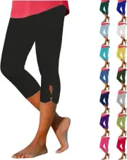 Womens Capris for Summer Dressy Cropped High Waist Yoga Pants Comfy Stretchy Leg