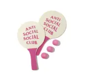 Assc Anti Social Club Ping Pong Paddles Set Lot With 3 Balls Pink Ding Dong