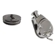 SBC Chevy 350 Chrome Saginaw Power Steering Pump Double Groove Pulley Kit