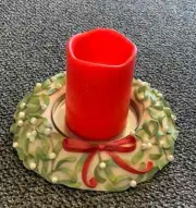 Ibis & Orchid Design, Retired Bonded Marble Mistletoe Wreath Candle/Wine Holder