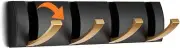 Modern Wall Coat Rack with 4 Waterproof Hooks - Space 4 Hooks, Black+Gold