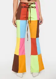 [The Ragged Priest] Jackpot Patchwork Flare Pants