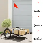 Bike Trailer Pet Stroller Bicycle Cargo Wagon with Tow Bar Black Iron vidaXL