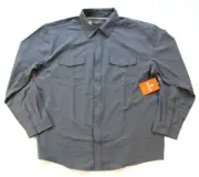 NWT Nomad Grey Stretch Snap Button Down Long Sleeve Banquet Shirt Men XXL