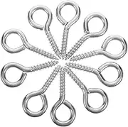 10pcs Fixed Cable Wires Wrench Eye Screws Outdoor Eyeglass Tightening Kit Pad Eye Plate u Hooks Latch I Hooks Calculator Watch Pin Nickel Plated Q235 Carbon Steel Silver