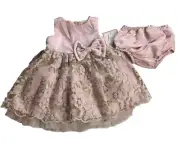 Rare Editions Dress & Bloomer 2-Piece Set Blush Outfit Baby Girl 6-9 Months NWT