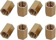 uxcell 1/4BSP 15 x 20mm Female Thread Brass Pipe Fitting Straight Hex Rod Coupling Nut 8pcs