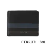 【CERRUTI 1881】義大利頂級小牛皮8卡短夾皮夾 CEPU05695M(黑色 贈原廠送禮提袋)