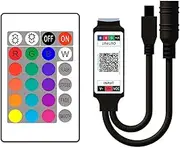 DC12V 4 pin RGB Controller BT Smart APP Controller with 24-Key IR Remote or Bluetooth APP Control for RGB LED Strip Light (Black)