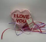 "I Love You" Mini Heart Pinata w/ Streamers (Pink, Red & Purple)