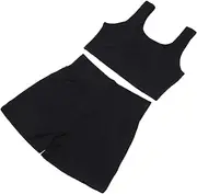 [MOBUTOFU] Women High Waist Yoga Practical Vest Shorts Quick Dry Workout Clothes for Fitness Yoga Activities Breathable Sweat-Absorbing Design Black