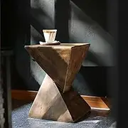Concrete Art Side Table Lightweight: Modern Accent Table 30.5x30.5x46cm Brown Bedside Sofa Sides Tables Sitting Chair End Table for Living Room Indoors Outdoors