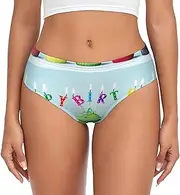 [SAAKE] Colorful Happy Birthday Cupcakes Print Women's Briefs XS S M L XL XXL 3XL 4XL Plus Size Briefs Bikini Ladies Underpants, Black, Medium
