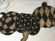TAHARI Home Pumpkins Beaded Centerpiece Table Runner Black Gold 13x36 NWT