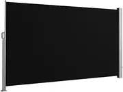Side Awning Black 200x300cm Sun Shade Indoor Outdoor Blinds Retractable Partition Screen