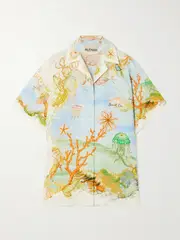 [ALÉMAIS] ALÉMAIS - + Sam Pauletto Emerald Cove Printed Linen-gauze Shirt - Blue - US6 US 6 Blue