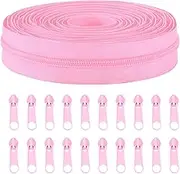 10 Yards #5 Nylon Coil Zippers with 20 Pcs Zipper Slider, Sewing Zipper Tape for Bag Clothes Handicrafts, Tailor Zipper Replacement Repair Kit (Pink)
