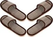 Healeved Hotel Home Slippers 2 Pairs of Mellow Recovery Slides Non-slip Eva Bottom Cotton Linen