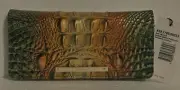 Brahmin Melbourne ADY Slim Bifold Lthr Wallet BAYLEAF OMBRE Green Brown Gold NWT