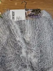 Jason Wu Faux Fur Christmas Tree Skirt 56" Black White Long Feather NEW