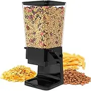 Grain & Dry Food Dispenser - Capacity 5L - Cereal, Pasta, Dry Food - Dog & Cat Feeder - Kitchen, Breakfast - Black - CR501