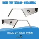 Pair Double Tapered Under Tray Ute Tool Box and Mud Guards 780mm x 210mm x 360mm