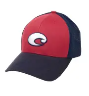 Costa Del Mar Chesapeake Red White & Blue Adjustable Trucker Hat Cap Brand New