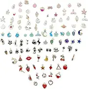 [Skidwedy] 100Pcs Charms for Jewelry Making, Bulk Colorful Gold-Plated Pendants Craft Supplies Enamel for Women, Assorted Wholesale Mixed Color Shape Metal Charms for DIY Necklace Bracelet Earring Jewelry Making Crafting
