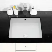 Unbranded Undermount Bathroom Sink 20" Ceramic Rectangular in White W/Overflow