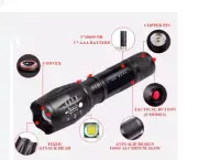 Two (2) Tactical CREE TC1200 Led Flashlight CREE XML Torch 2000LM