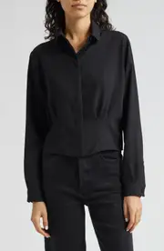Emporio Armani Pintuck Crepe Crop Jacket in Solid Black at Nordstrom, Size 18 Us