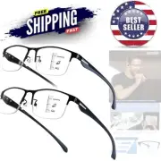 2 Pack Men’s Progressive Multifocus Reading Glasses Blue Light Blocking 1.5x