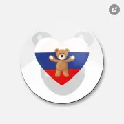 Russia World Flag Heart Bear Animal | 4'' X 4'' Round Decorative Magnet