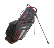 Rife Golf Black Red Gray Stand Bag Light Weight Dobby Nylon with 9 inch, 7-Wa...