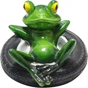 Rissunkv Outdoor Frog Statues for Garden | Floating Green Frog Figurine,Lying on Tire Lawn Ornament Photo Prop for Garden Home Balcony Pool Backyard Patio Outdoor Decor