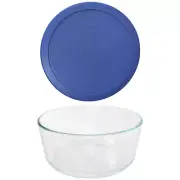 Pyrex 7203 7-Cup Glass Bowl and 7402-PC 6/7-Cup Amparo Blue Lid, Made in the USA