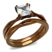 Wedding Rings for Women Engagement Cubic Zirconia Promise Ring Set for Her in Br