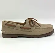 Sperry Top-Sider Leeward Off White 2-Eye Men 11.5 Wide Tan Perforated Boat Shoes