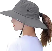 [Muryobao] Women's Sun UV Protection Extra Wide Brim Floral Foldable Hat for Beach