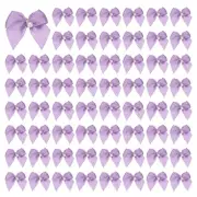 60 Pcs Mini Ribbon Bows, Flower Pearl Sewing Appliques Decoration(Purple)