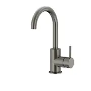 MEIR Round Basin Mixer Tap with Cold Start - Gooseneck - Single Lever - PVD Shadow