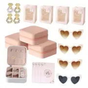 Bridesmaid Proposal Gifts Set of 4, Travel Jewelry Case with Silk Scrunchies