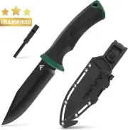 Fixed Blade Knife with Sheath Fire Starter Whistle Camping Survival Gear